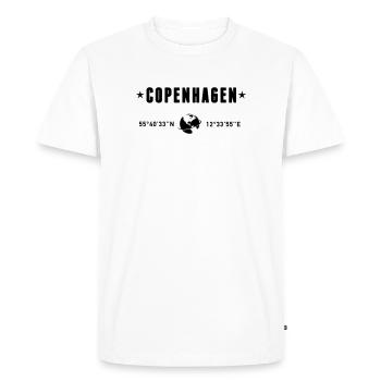Copenhagen Denmark Coordinates Planet Earth - Men's Premium Organic T-Shirt - white - Front - Nico (187cm)