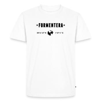 Formentera, Espagne, coordonnées de la planète Terre - T-shirt Premium bio Homme - blanc - Devant - Nico (187cm)