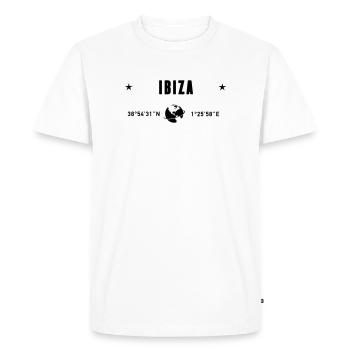 Ibiza Spain Coordinates Gps Globe - Men's Premium Organic T-Shirt - white - Front - Nico (187cm)
