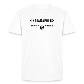 Indianapolis, Indiana, coordonnées GPS : Globe - T-shirt Premium bio Homme - blanc - Devant - Nico (187cm)