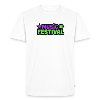Music Festival Lettering Graphic - Men's Premium Organic T-Shirt - white - Front - Nico (187cm)