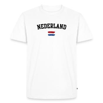 Brushstroke Dutch Flag Tee - Men's Premium Organic T-Shirt - white - Front - Nico (187cm)
