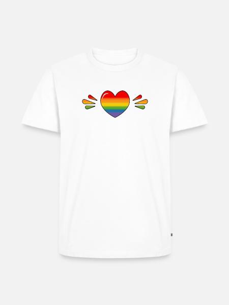 Rainbow Sparkling heart - Men's Premium Organic T-Shirt - white