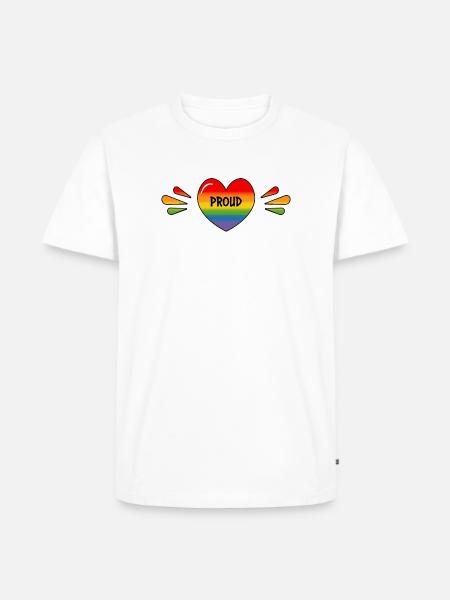 Rainbow LGBT Proud Heart - Men's Premium Organic T-Shirt - white