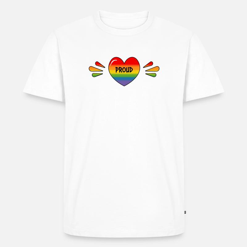 Regenbogen LGBT Stolzes Herz - Männer Premium Bio T-Shirt - Weiß