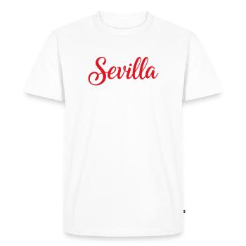 Seville Script Red Brush - Men's Premium Organic T-Shirt - white - Front - Nico (187cm)