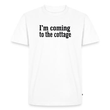I'm Coming to the Cottage Distressed Text - Men's Premium Organic T-Shirt - white - Front - Nico (187cm)