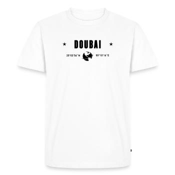Dubaï, Émirats arabes unis : Coordonnées : planète Terre - T-shirt Premium bio Homme - blanc - Devant - Nico (187cm)