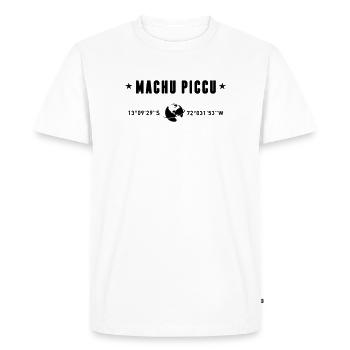 Machu Picchu Peru Coordinates Globe - Men's Premium Organic T-Shirt - white - Front - Nico (187cm)