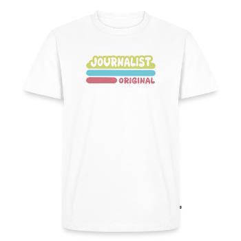 Journaliste dicté - T-shirt Premium bio Homme - blanc - Devant - Nico (187cm)