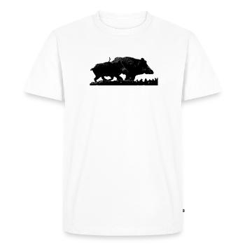 Sanglier chasse silhouette gibier chasseur animal  - T-shirt Premium bio Homme - blanc - Devant - Nico (187cm)