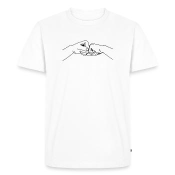 Geste de la main, collaboration, travail d’équipe - T-shirt Premium bio Homme - blanc - Devant - Nico (187cm)