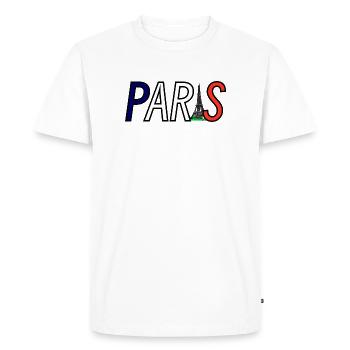 Silhouette parisienne avec jeu de couleurs de la tour Eiffel - T-shirt Premium bio Homme - blanc - Devant - Nico (187cm)