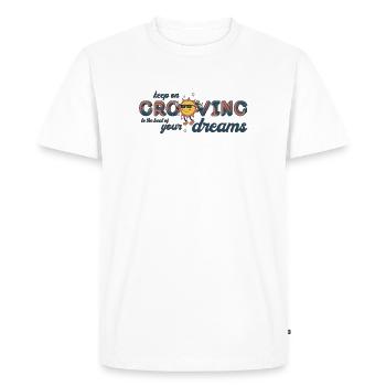 Keep On Grooving 70th Retro Music Saying - Men's Premium Organic T-Shirt - white - Front - Nico (187cm)