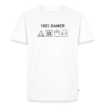 100 Gamer Black Version - Men's Premium Organic T-Shirt - white - Front - Nico (187cm)
