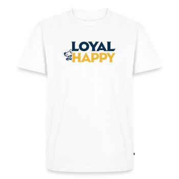 Loyal Happy Dog Emblem - Men's Premium Organic T-Shirt - white - Front - Nico (187cm)