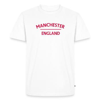 Manchester – Angleterre Lyrique - T-shirt Premium bio Homme - blanc - Devant - Nico (187cm)