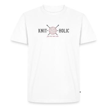 KNIT-O-HOLIC fun shirt for knitwear fans - Men's Premium Organic T-Shirt - white - Front - Nico (187cm)