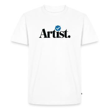 Artiste Vérifié Drôle - T-shirt Premium bio Homme - blanc - Devant - Nico (187cm)