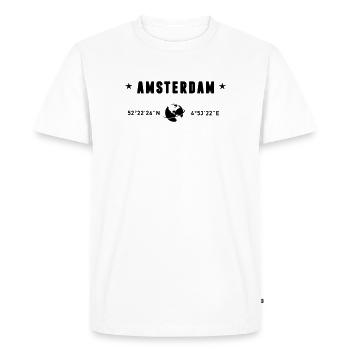 Amsterdam Netherlands Coordinates Gps Globe - Men's Premium Organic T-Shirt - white - Front - Nico (187cm)