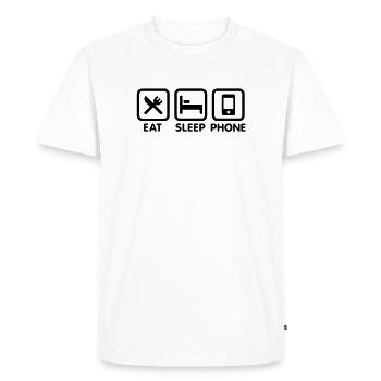 Mangez téléphone - T-shirt Premium bio Homme - blanc - Devant - Nico (187cm)