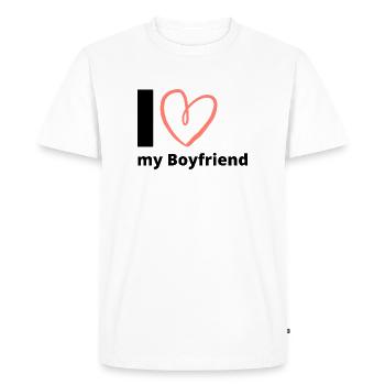J’aime mon petit ami - Boyfriend Gift Girlfriend - T-shirt Premium bio Homme - blanc - Devant - Nico (187cm)