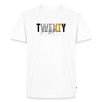 We Want Rust: Distressed Duo-Tone Text - Men's Premium Organic T-Shirt - white - Front - Nico (187cm)
