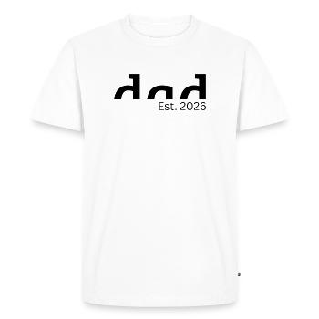 Dad Fondé en 2026 - Cadeau pour les futurs pères - T-shirt Premium bio Homme - blanc - Devant - Nico (187cm)