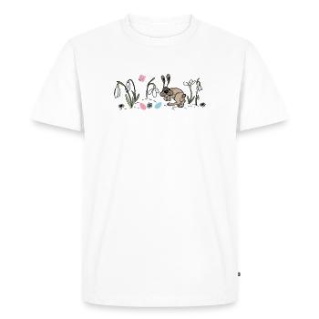 Le lapin de Pâques au printemps - T-shirt Premium bio Homme - blanc - Devant - Nico (187cm)