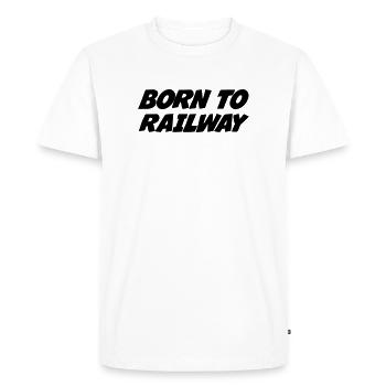 Cheminot / Chemin de fer / Train / Metro - T-shirt Premium bio Homme - blanc - Devant - Nico (187cm)