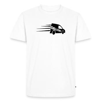 Van logo with text cut out - Men's Premium Organic T-Shirt - white - Front - Nico (187cm)