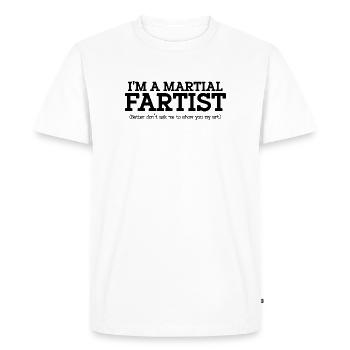 Artiste Martial du Pet – Ne Me Demande Pas Mon Art - T-shirt Premium bio Homme - blanc - Devant - Nico (187cm)