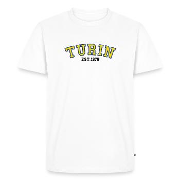 Turin Est. 1976 - Men's Premium Organic T-Shirt - white - Front - Nico (187cm)