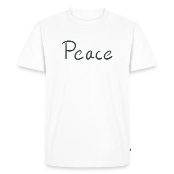 Peace Hand Lettering Green - Men's Premium Organic T-Shirt - white - Front - Nico (187cm)