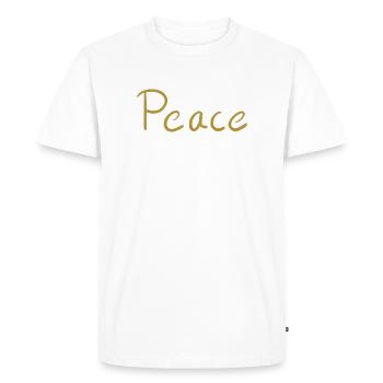 Peace Gold Lettering Brush - Men's Premium Organic T-Shirt - white - Front - Nico (187cm)
