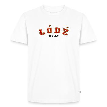 Łódź Fondé en 1976 - T-shirt Premium bio Homme - blanc - Devant - Nico (187cm)