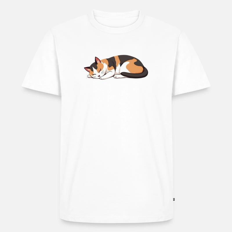 Schlafende Katze - Männer Premium Bio T-Shirt - Weiß