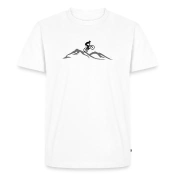 Cycling Mountain Bike Cycling Mountains - Men's Premium Organic T-Shirt - white - Front - Nico (187cm)