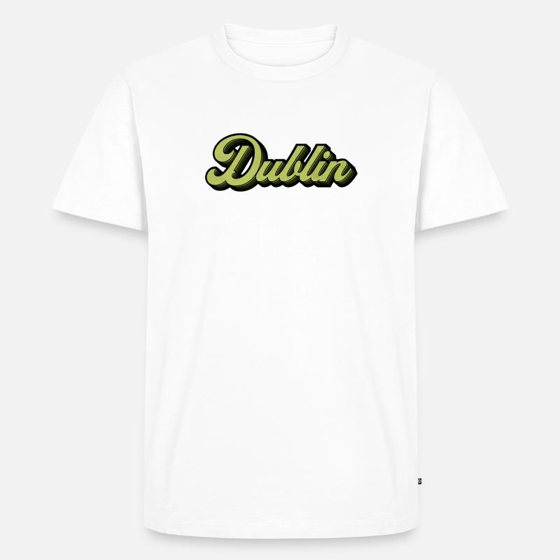 Dublin Retro Script in Lime - Men's Premium Organic T-Shirt - white