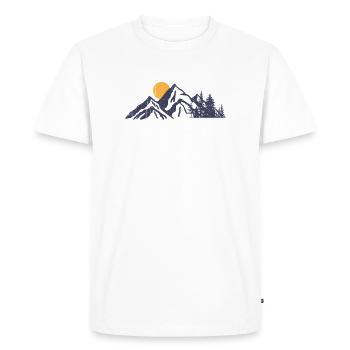 Montagne coucher de soleil Nature Illustration - T-shirt Premium bio Homme - blanc - Devant - Nico (187cm)