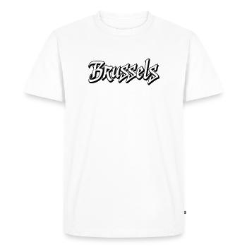 Stylish Brussels lettering design - Men's Premium Organic T-Shirt - white - Front - Nico (187cm)