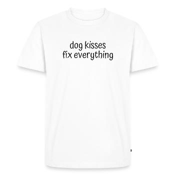 Les baisers de chien résolvent tout - Dicton mignon pour les chiens - T-shirt Premium bio Homme - blanc - Devant - Nico (187cm)