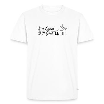Let It – Arched Quote Retro Typography Shirt - Men's Premium Organic T-Shirt - white - Front - Nico (187cm)