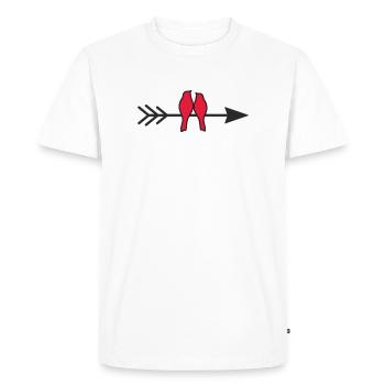 Oiseaux amoureux - T-shirt Premium bio Homme - blanc - Devant - Nico (187cm)