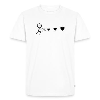 Heart-Throwing Man Black - Men's Premium Organic T-Shirt - white - Front - Nico (187cm)