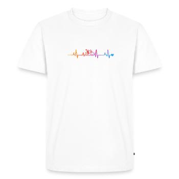 Rainbow Bicycle Pulse Lines - Men's Premium Organic T-Shirt - white - Front - Nico (187cm)