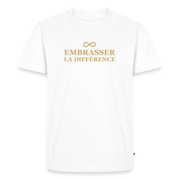 Infini Amour Embrasser la Différence - T-shirt Premium bio Homme - blanc - Devant - Nico (187cm)