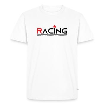 Racing Star - Pilote de course - Car Auto Bike - T-shirt Premium bio Homme - blanc - Devant - Nico (187cm)