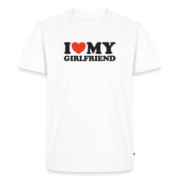 J’aime ma chemise coeur de copine - T-shirt Premium bio Homme - blanc - Devant - Nico (187cm)