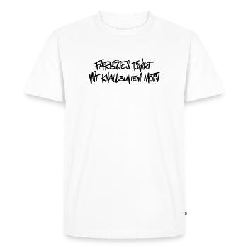 Chemise colorée humour disant - T-shirt Premium bio Homme - blanc - Devant - Nico (187cm)